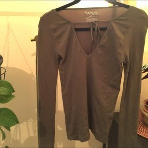 Free People V-neck Tie Long Sleeve